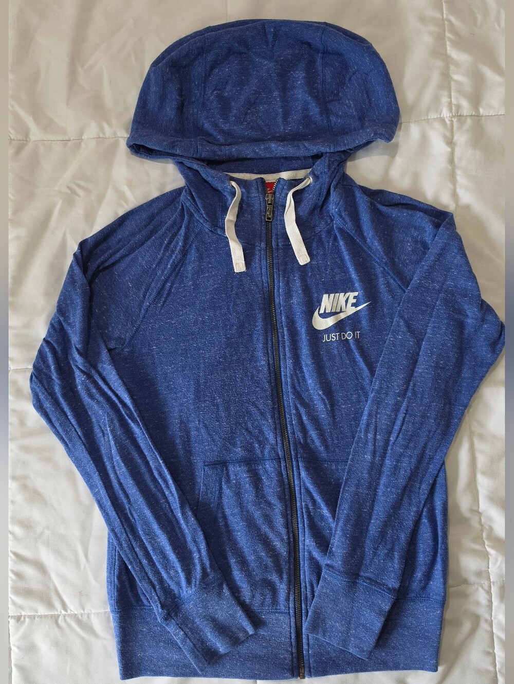 Nike Blue Full-Zip Hoodie with White Logo